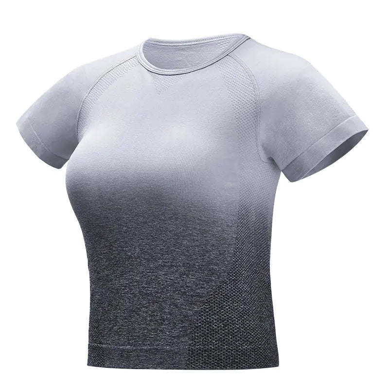 Seamless Gradient Crop Short Sleeve Gym T-shirt
